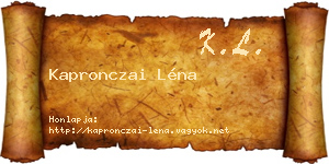 Kapronczai Léna névjegykártya